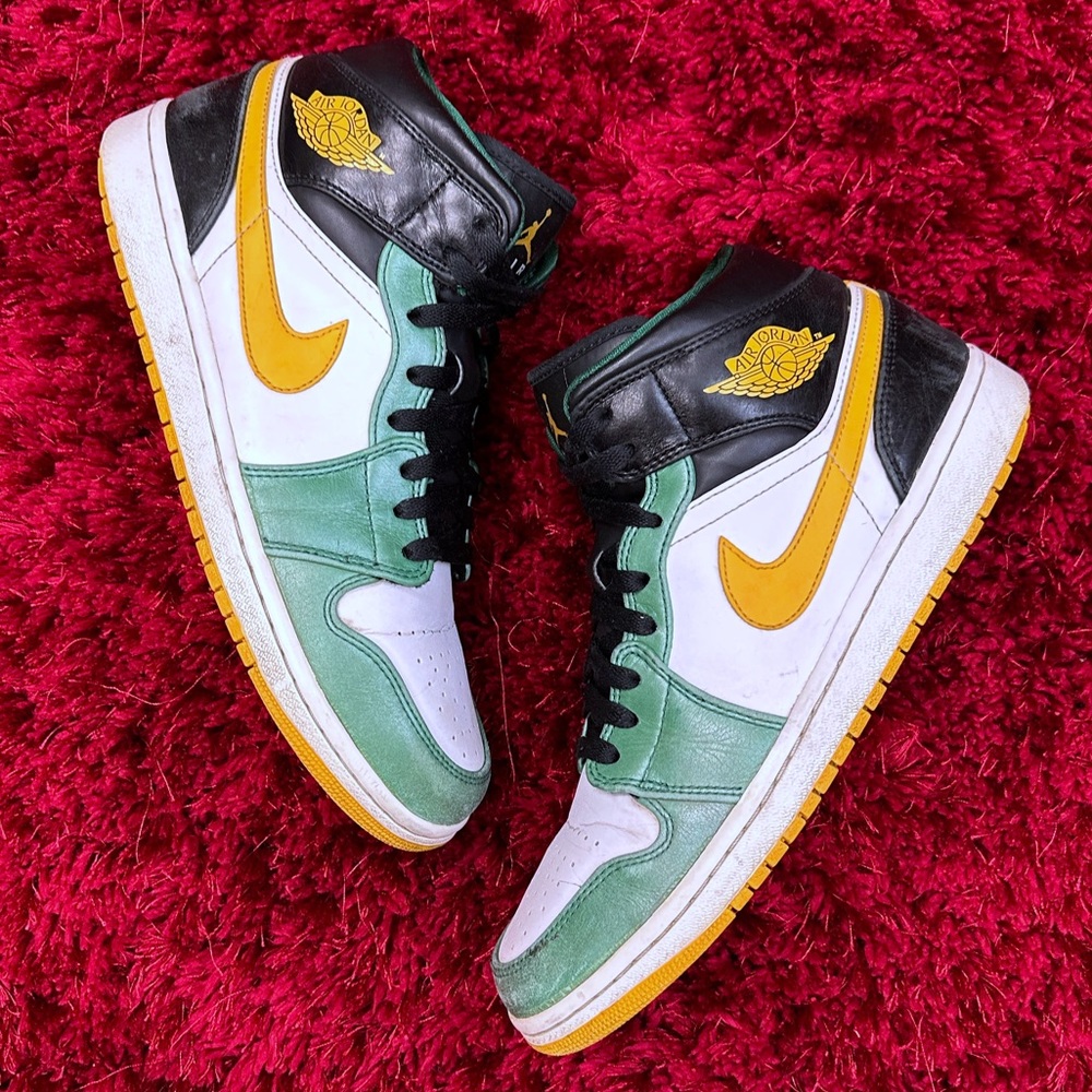 Nike Air Jordan 1 AJ Mid Sonics Shoes 10 554724-307 Seattle NBA Packers